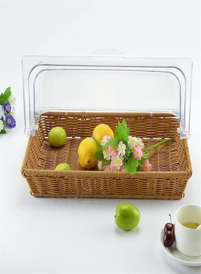 PAUL SONS Commercial Professional Restaurant Cafe Self Serve Bread Basket/Pastry Donut/Cookie Display Wicker Basket Case Countertop Rectangle with lid 21x13x3 (Pack of 1Pc) - Image 4